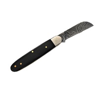 Kappetijn BILTONG Damascus Folder - Marine Green Micarta 