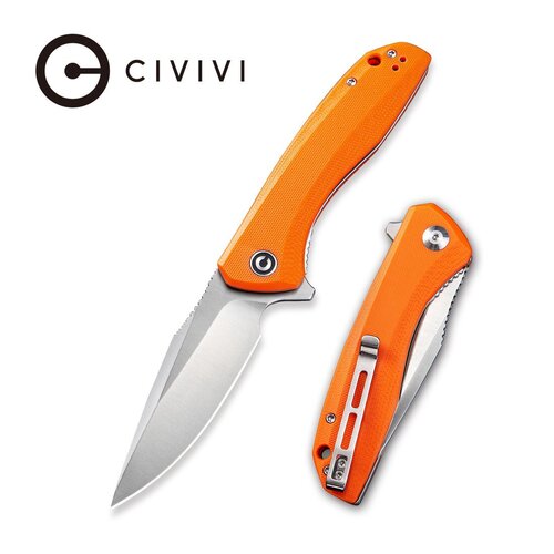 CIVIVI C801G BAKLASH FLIPPER FOLDING KNIFE, ORANGE MICARTA